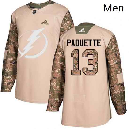Mens Adidas Tampa Bay Lightning 13 Cedric Paquette Authentic Camo Veterans Day Practice NHL Jersey